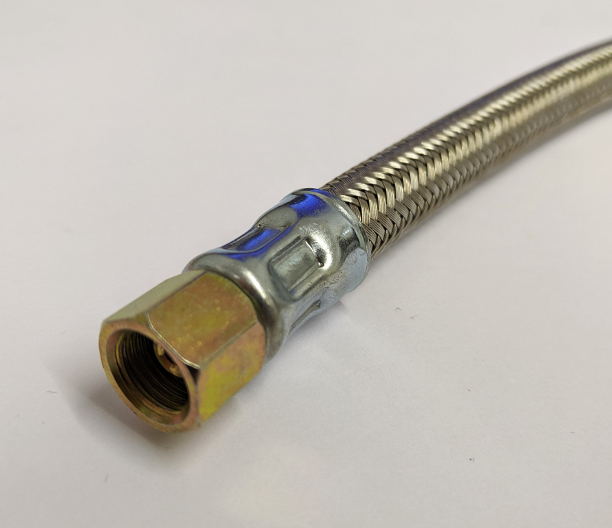 MGB/ MGB GT Braided Oil Gauge Hose (Engine Block to Bulkhead) - AHH6554