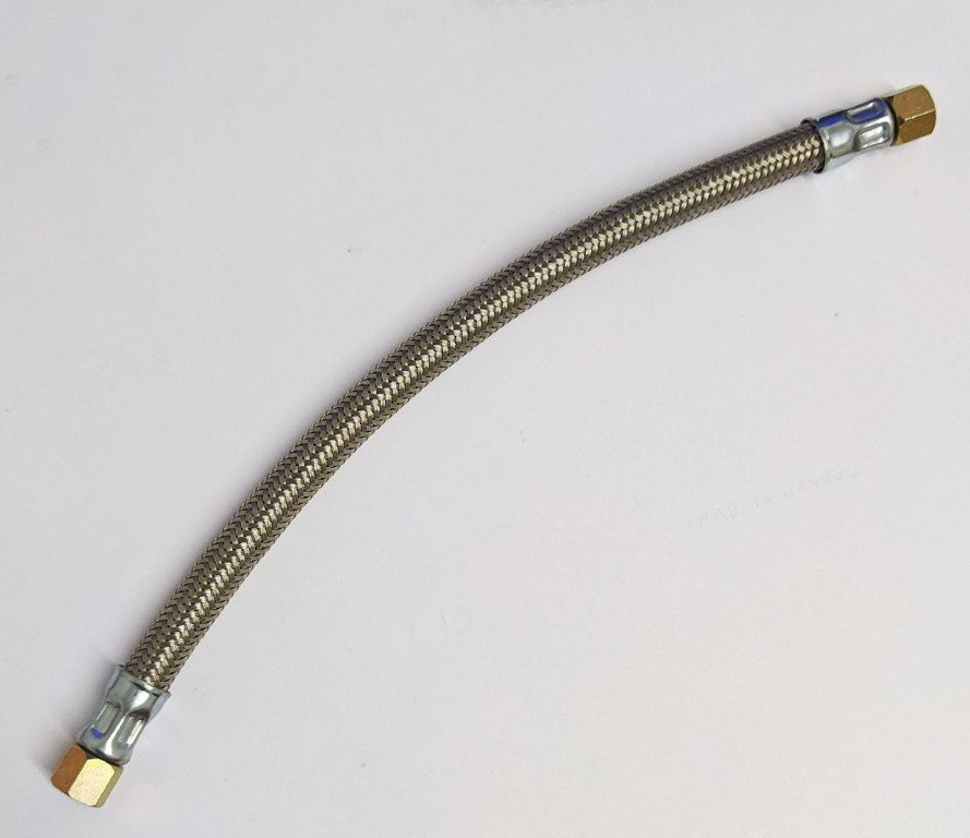 MGB/ MGB GT Braided Oil Gauge Hose (Engine Block to Bulkhead) - AHH6554